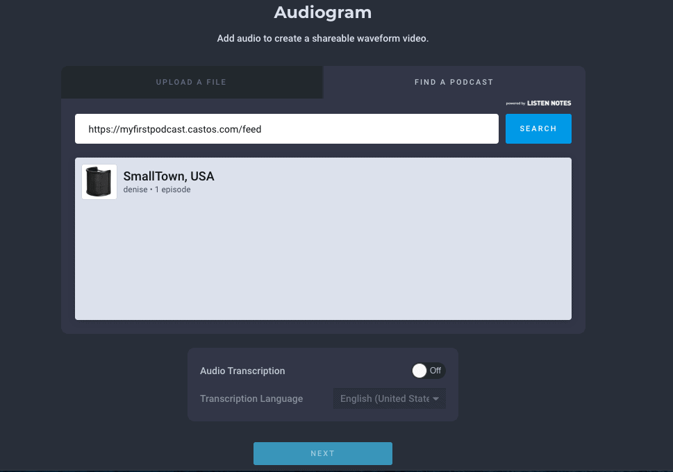 how to create an audiogram with headliner connect a podcast RSS feed